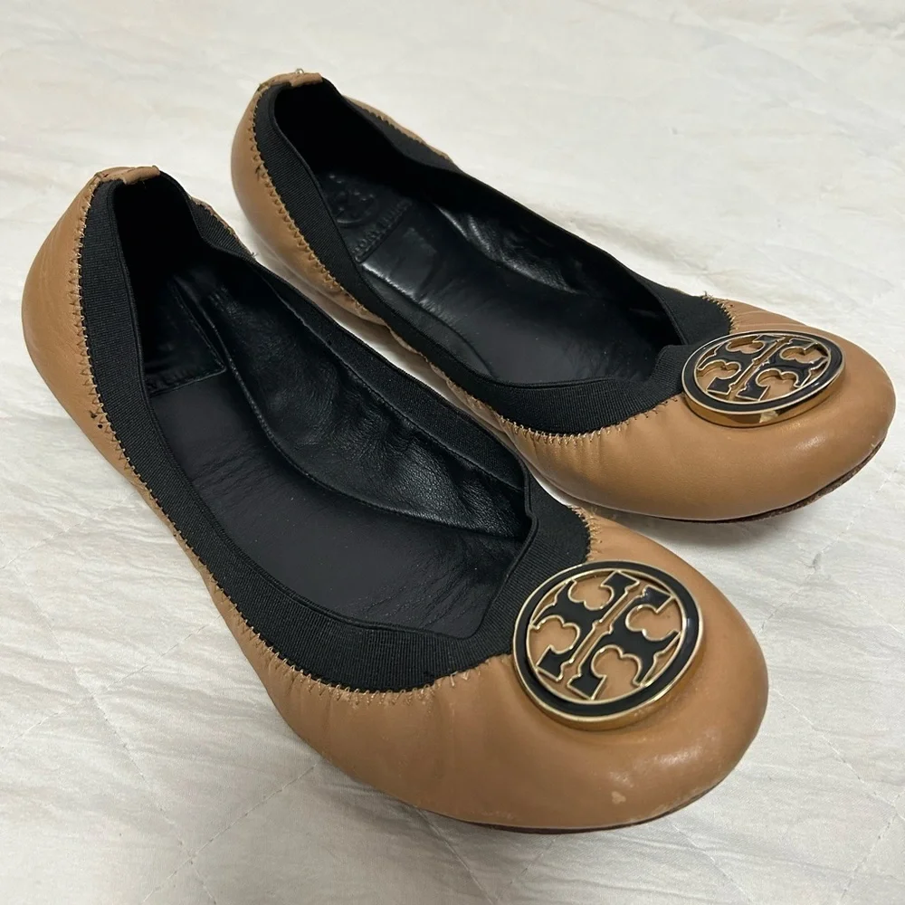 Tory Burch Black and Brown Flats size 8